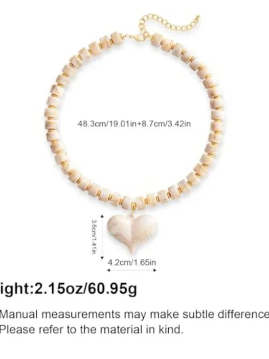 Amber Acrylic Chunky Heart Pendant Necklace for Women - Picture 2 of 3